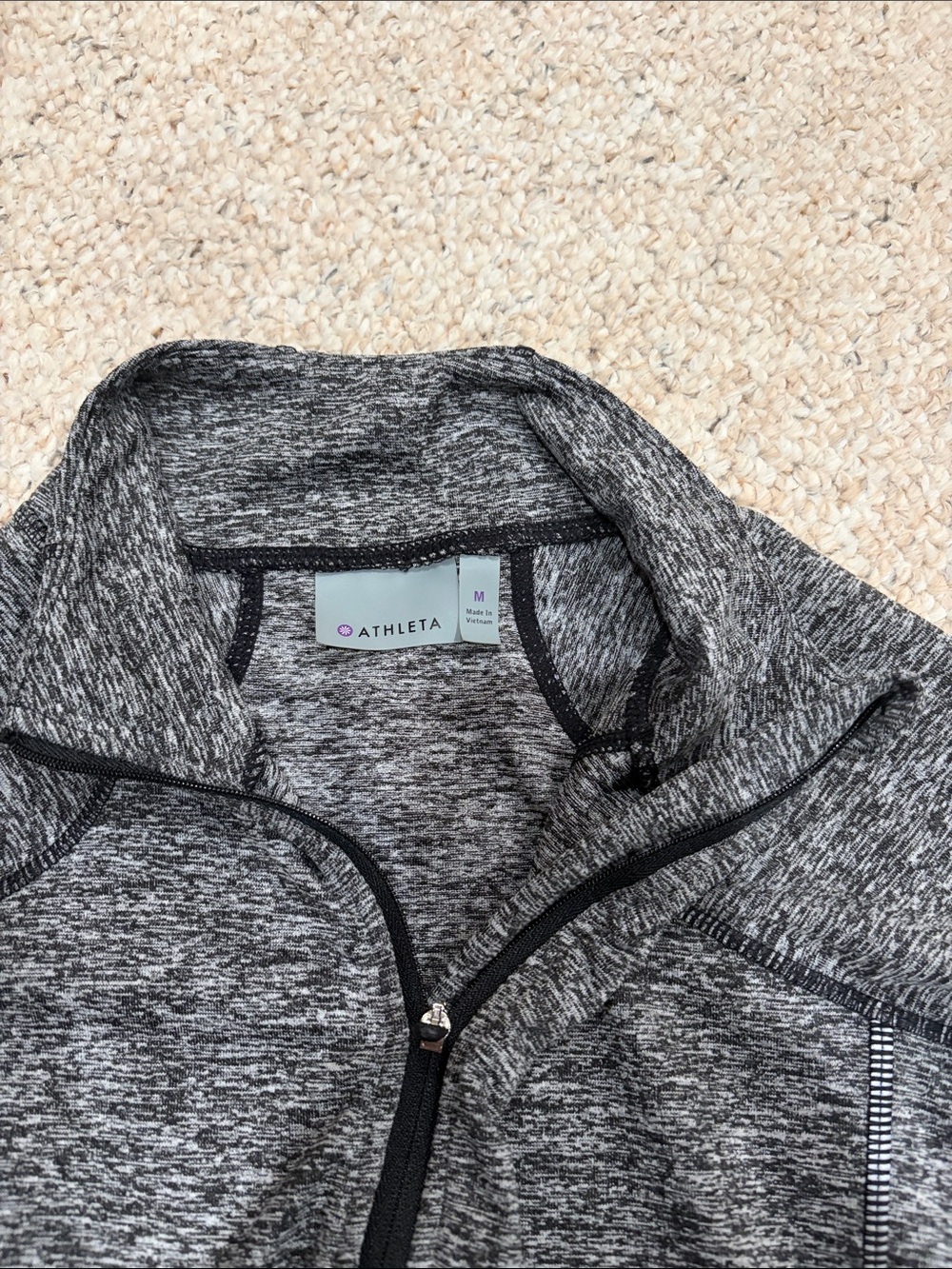 Athleta Gray Heather Half-Zip Performance Pullover - Picture 2 of 3